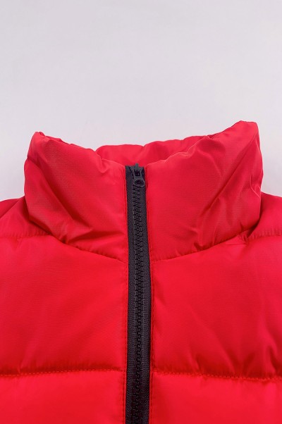 大量訂做夾棉馬甲外套  個人設計紅色拉鏈袋口夾棉外套  馬甲外套供應商 SKVM014 細節-3